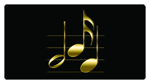 DSC700 382 BK GD Music Notes Black Gold